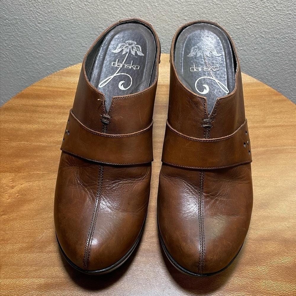 Women's Dansko Francine Leather Clog Brown Studded Slip On Size 40/9.5-10 - Picture 6 of 16